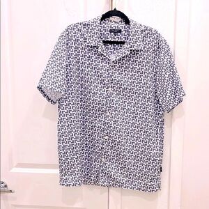 Ted Baker- Dark Purple and White Casual Button Down Shirt. L